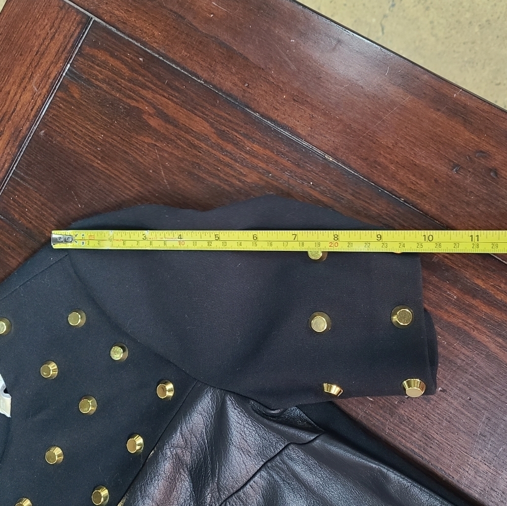 Michael Michael Kors Black Leather Gold Studded Midi Dress Size 0 - Picture 8 of 16